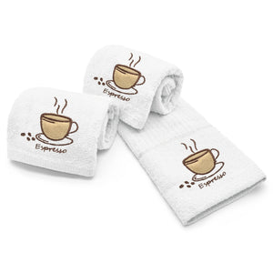 Velosso Espresso Embroidered Cotton Tea Towel