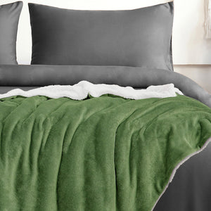 Velosso Plain Flannel Sherpa Reverse Throw Blanket