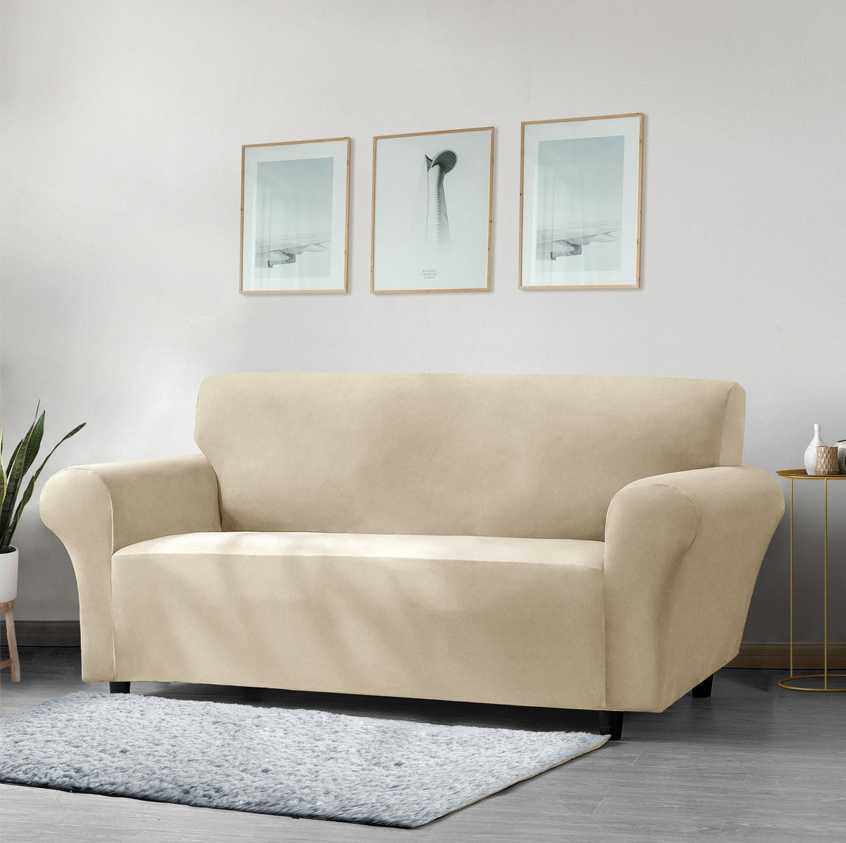 Home Republic Faux Mink Stretch Fitted Sofa Cover