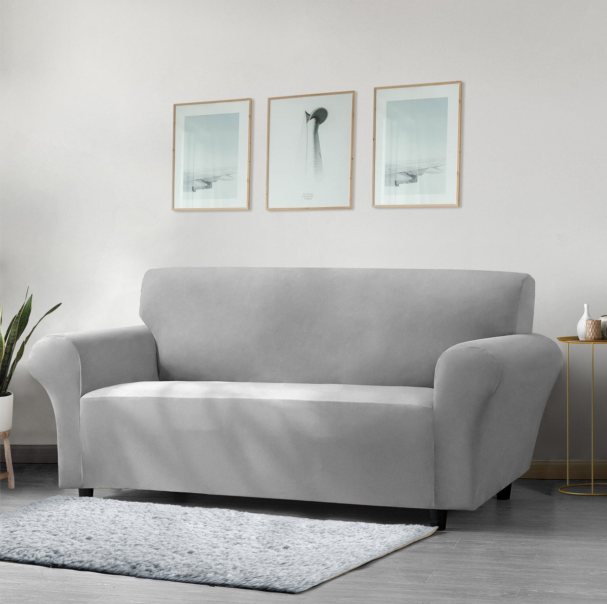 Home Republic Faux Mink Stretch Fitted Sofa Cover