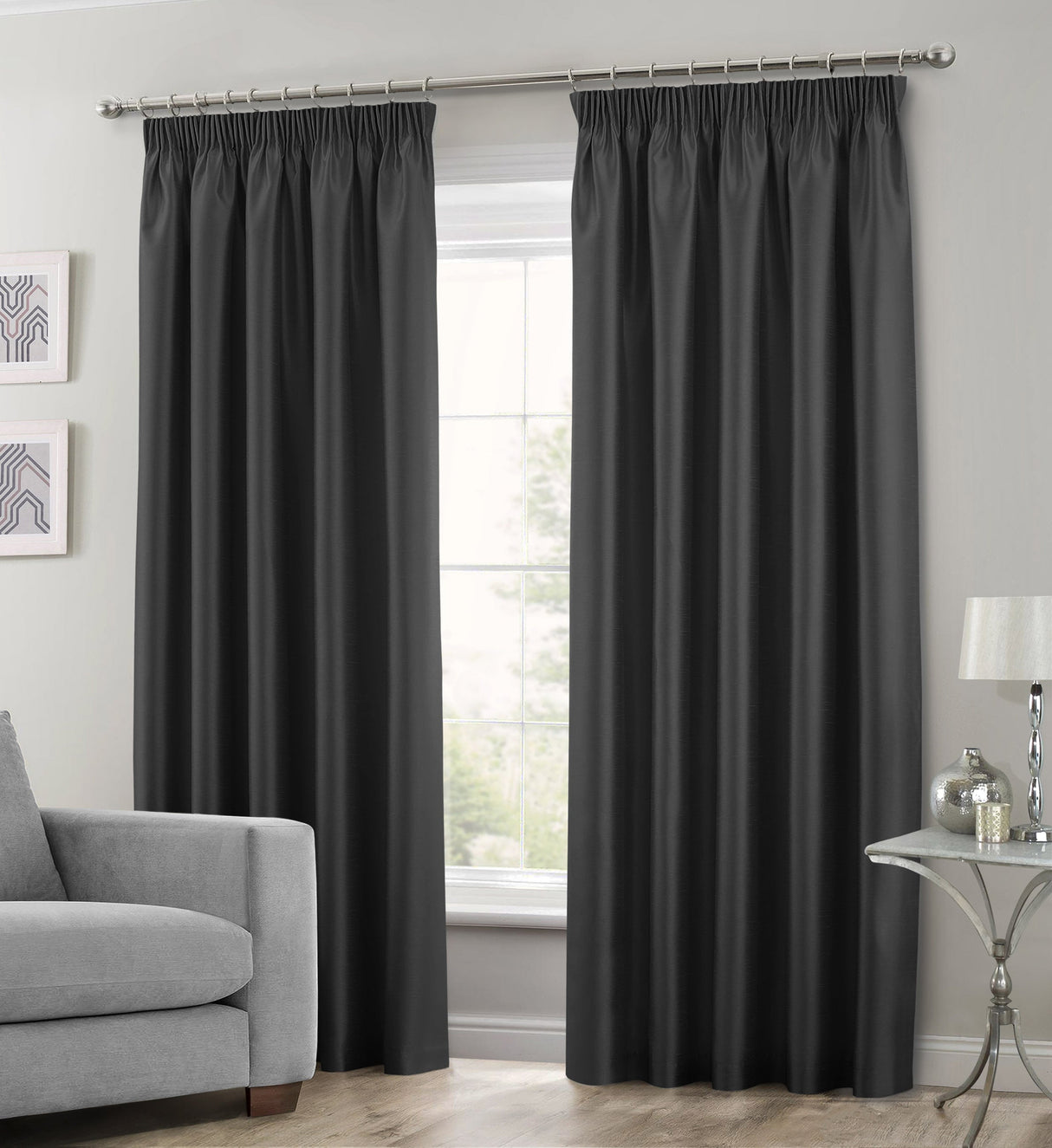 Intimates Faux Silk Pencil Pleat Curtains