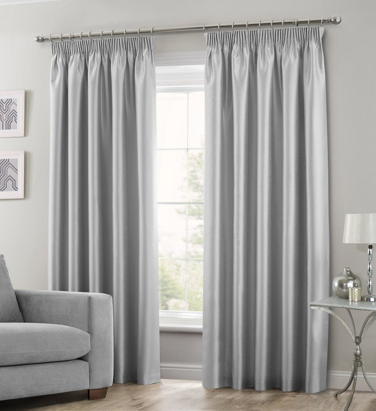 Intimates Faux Silk Pencil Pleat Curtains