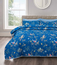 Velosso Floral Birds Printed Quilted Bedspread Set