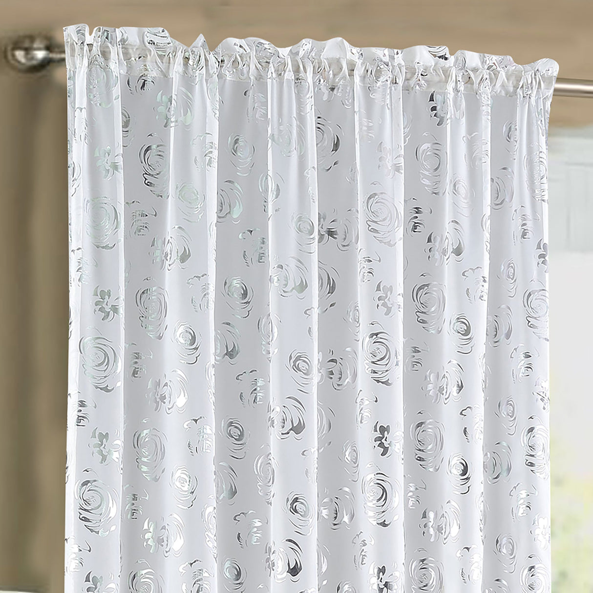 Intimates Geneva Rose Foil Printed Sheer Voile Panel