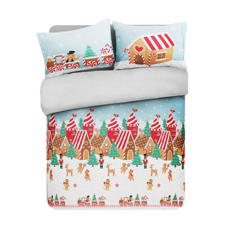 Velosso Fun Gingerbread Town Duvet Cover and Pillowcase Set