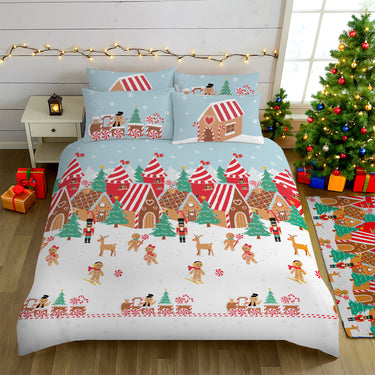 Fun Gingerbread Town Duvet Cover and Pillowcase Set