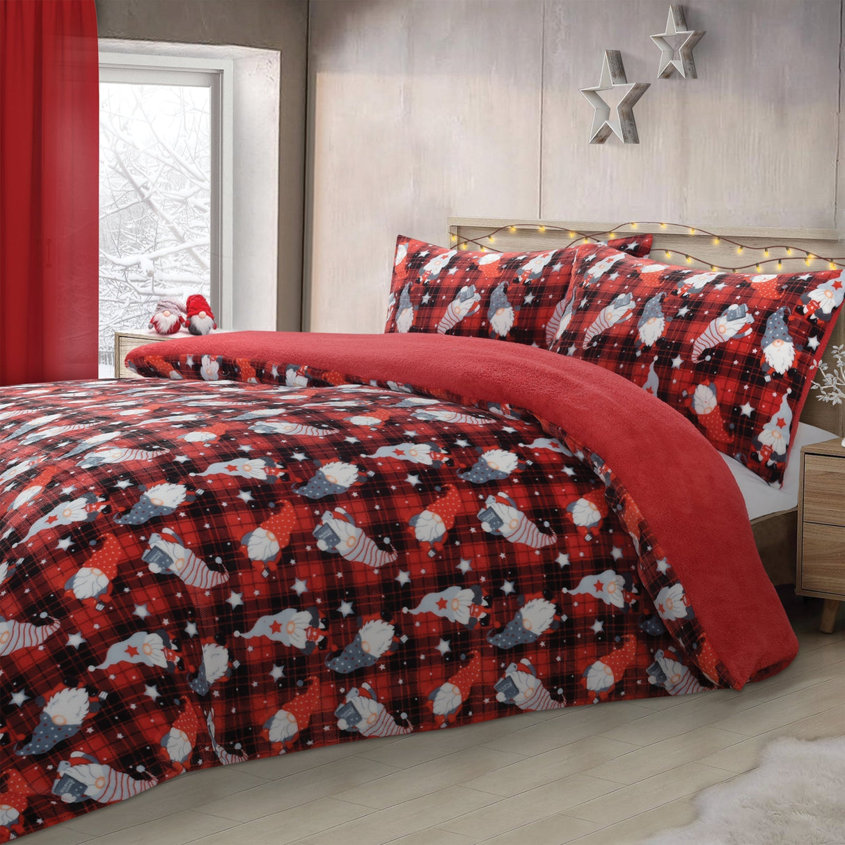 Velosso Gonks Check Flannel Duvet Cover & Pillowcase Set