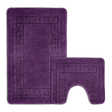 Velosso 2 Piece Greek Key Bath and Pedestal Mat