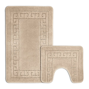 Velosso 2 Piece Greek Key Bath and Pedestal Mat