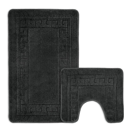 Velosso 2 Piece Greek Key Bath and Pedestal Mat