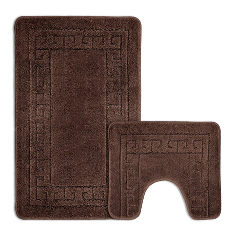 Velosso 2 Piece Greek Key Bath and Pedestal Mat