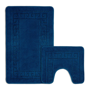 Velosso 2 Piece Greek Key Bath and Pedestal Mat
