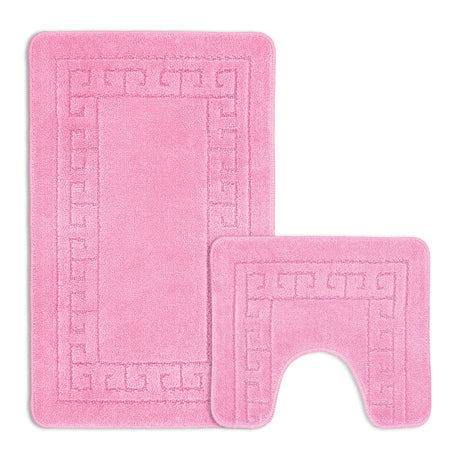 Velosso 2 Piece Greek Key Bath and Pedestal Mat
