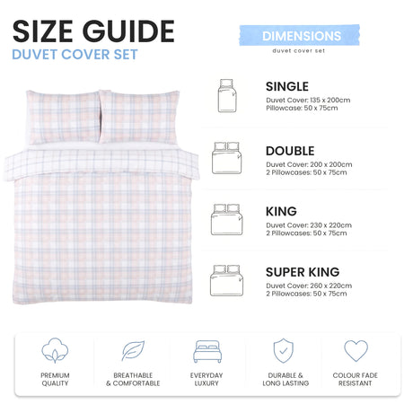 Velosso Hayfield Check Duvet Cover and Pillowcase Set