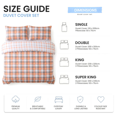 Velosso Hayfield Check Duvet Cover and Pillowcase Set