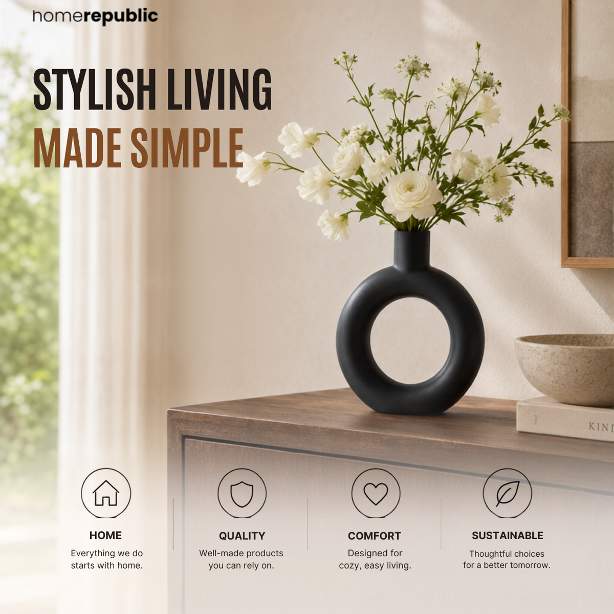 Home Republic Ceramic Donut Vase