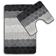 Velosso 2 Piece Hex Stripe Bath and Pedestal Mat Set