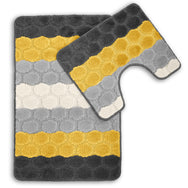 Velosso 2 Piece Hex Stripe Bath and Pedestal Mat Set