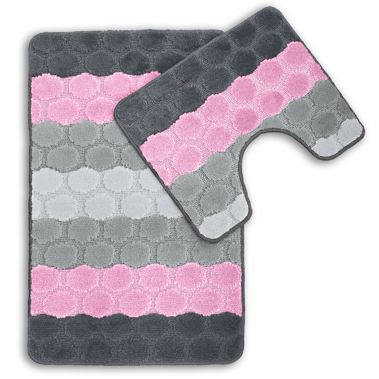 Velosso 2 Piece Hex Stripe Bath and Pedestal Mat Set