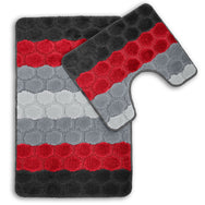 Velosso 2 Piece Hex Stripe Bath and Pedestal Mat Set