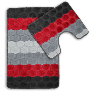 Velosso 2 Piece Hex Stripe Bath and Pedestal Mat Set