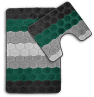 Velosso 2 Piece Hex Stripe Bath and Pedestal Mat Set