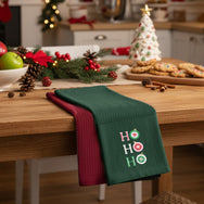 Velosso Xmas Ho Ho Ho 3 Pack Cotton Christmas Embroidered Tea Towels