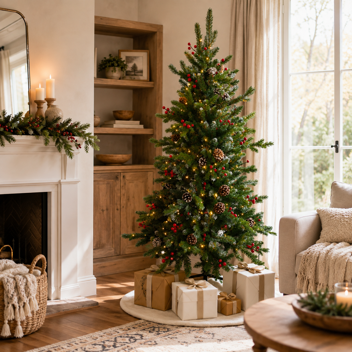 Home Republic Decorated Christmas Tree With Acorns And Berries