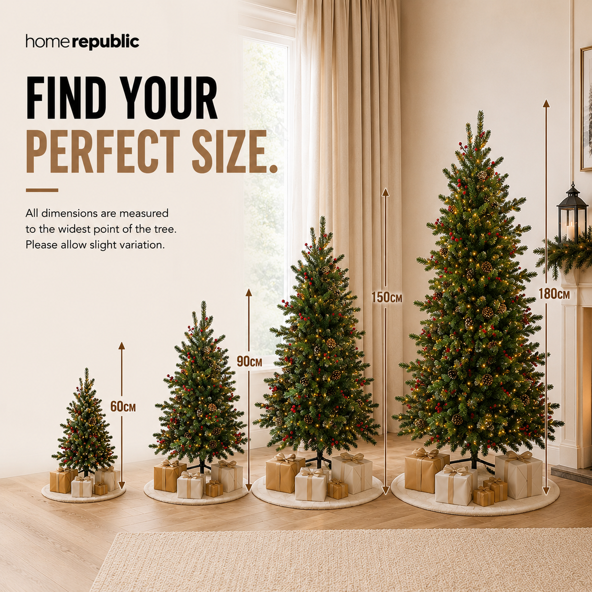 Home Republic Decorated Christmas Tree With Acorns And Berries