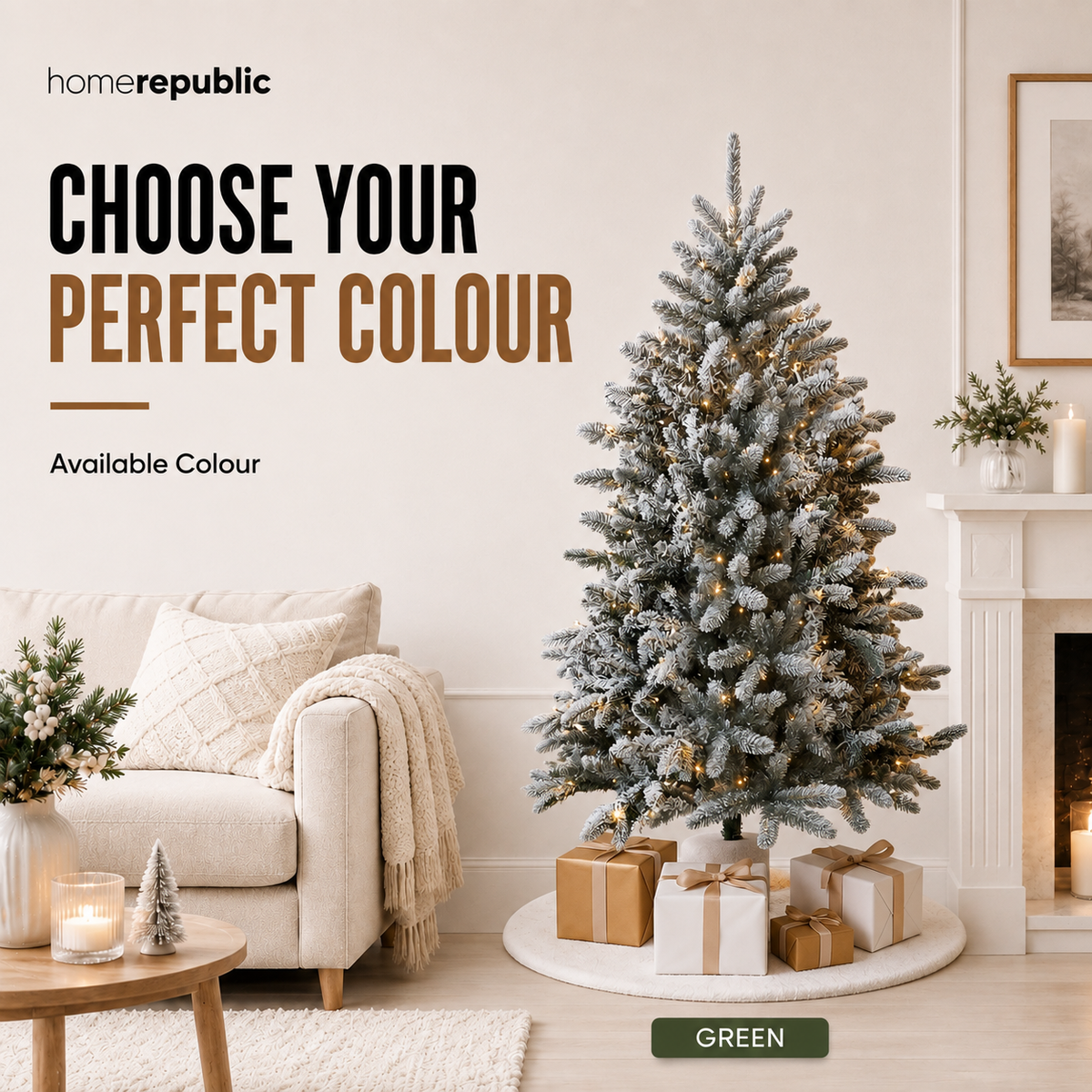 Home Republic Snow Frosted Christmas Tree With Led Lights