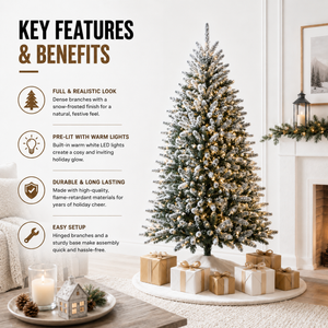 Home Republic Snow Frosted Christmas Tree With Led Lights