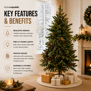 Home Republic Decorated Christmas Tree With Acorns And Berries