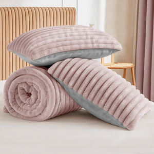 Velosso Jumbo Cord Faux Rabbit Fur Duvet Cover and Pillowcase Set