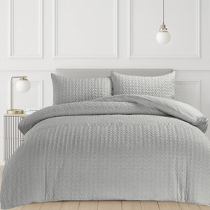 Velosso Kinsley Embossed Pattern Duvet Cover and Pillowcase Set