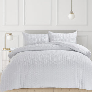 Velosso Kinsley Embossed Pattern Duvet Cover and Pillowcase Set