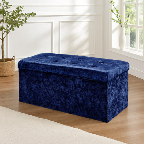 Home Republic Foldable Crushed Velvet Storage Ottoman