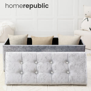 Home Republic Foldable Crushed Velvet Storage Ottoman