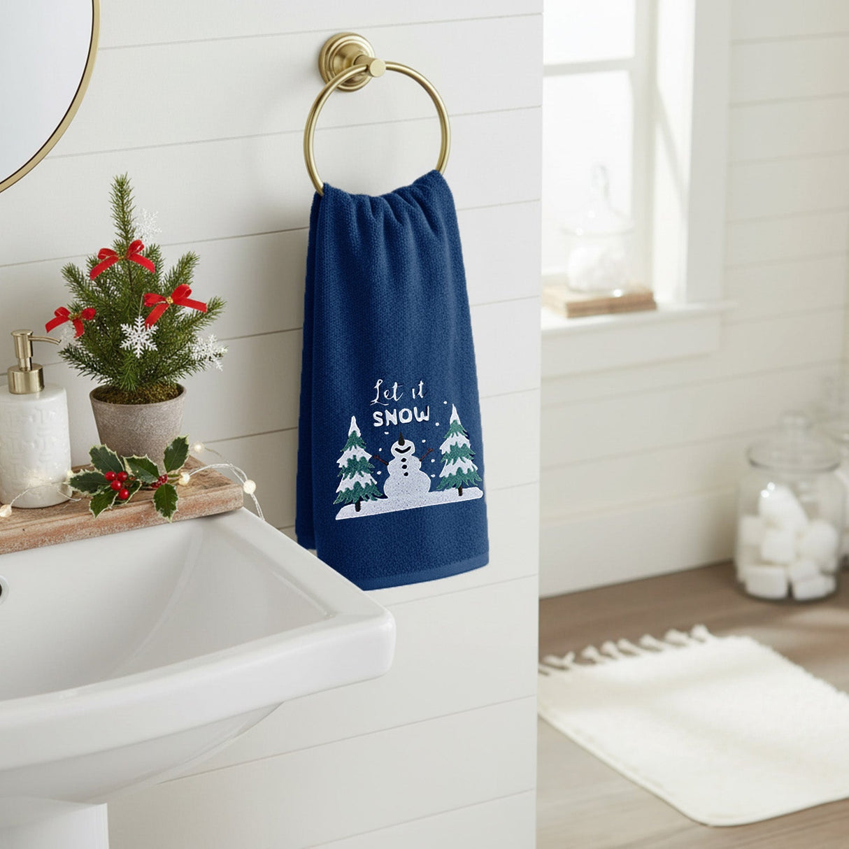 Velosso Let It Snow 2 Pack Christmas Cotton Hand Towels