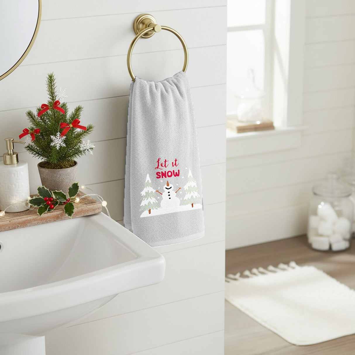 Velosso Let It Snow 2 Pack Christmas Cotton Hand Towels