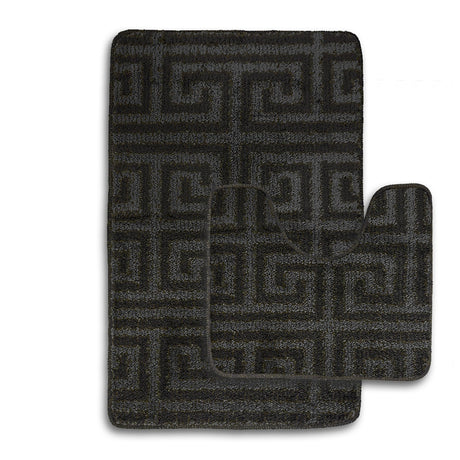 Velosso 2 Piece Luxe Greek Key Bath and Pedestal Mat Set