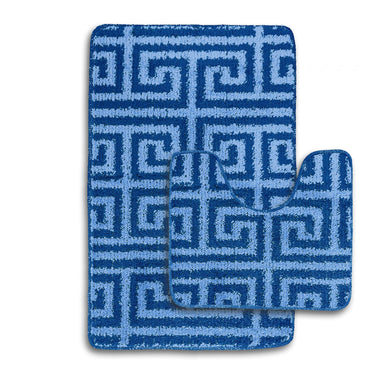 Luxe Greek Key Bath and Pedestal Mat Set