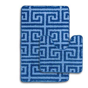 Velosso 2 Piece Luxe Greek Key Bath and Pedestal Mat Set