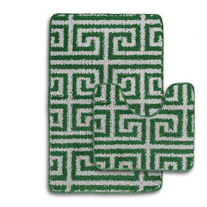 Velosso 2 Piece Luxe Greek Key Bath and Pedestal Mat Set