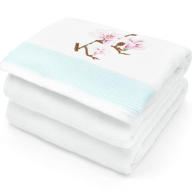 Japanese Cherry Blossom Embroidered Cotton Towel