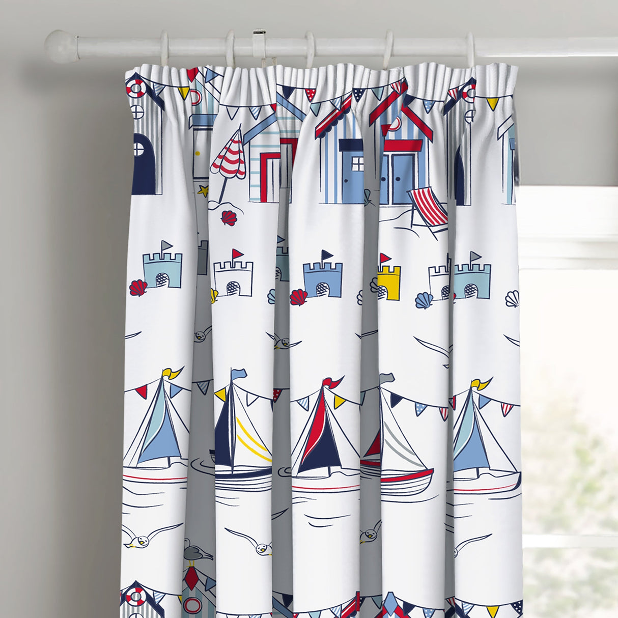Velosso Nautical Pencil Pleat Curtains