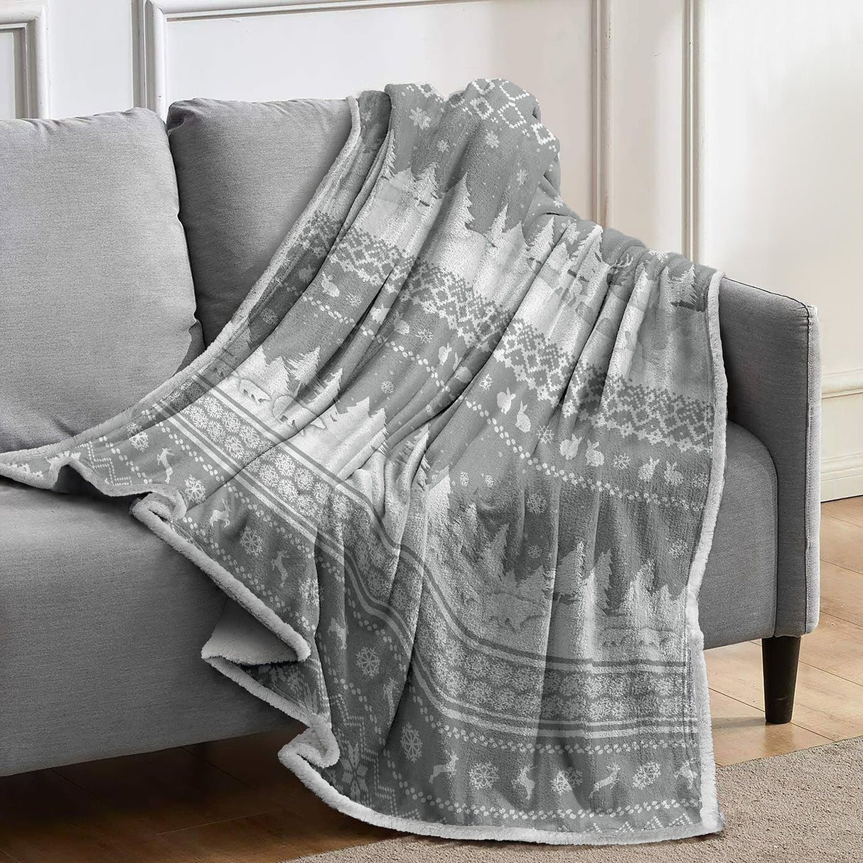 Velosso Nordic Sherpa Reverse Blanket Throw