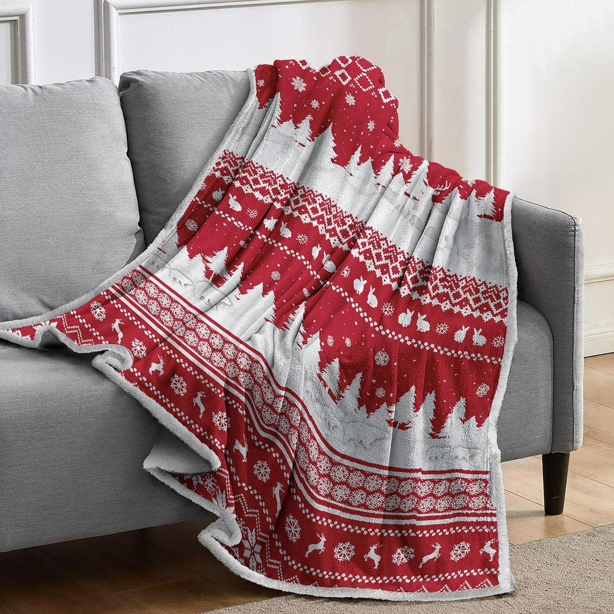Velosso Nordic Sherpa Reverse Blanket Throw