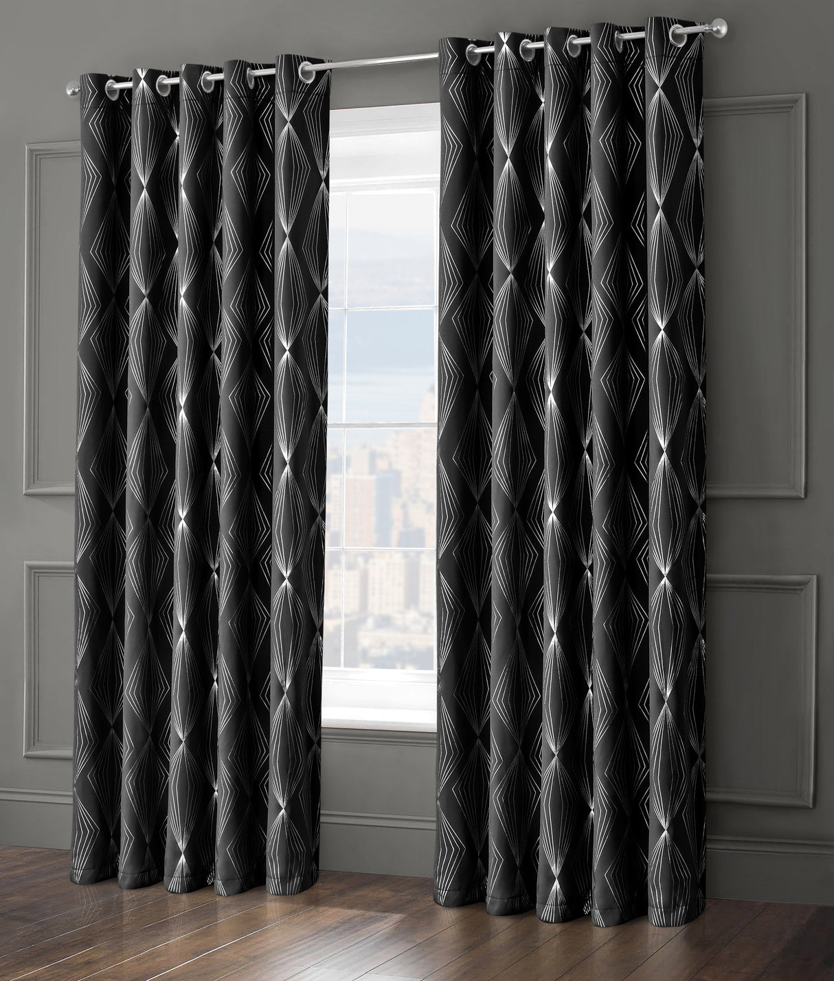 Velosso Onyx Blackout Ring Top Curtains