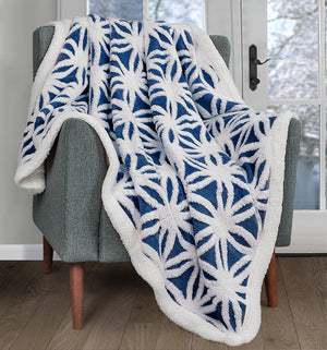 Velosso Floral Tufted Sherpa Reverse Blanket Throw