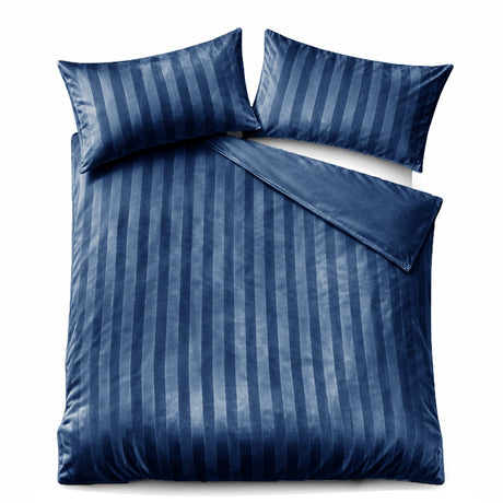 Velosso Oslo Luxury Velvet Stripe Duvet Cover and Pillowcase Set